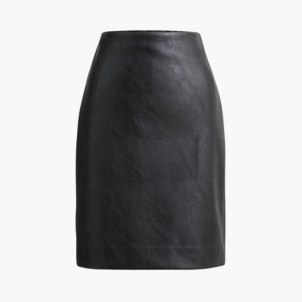 Classic Black Faux Leather Pencil Skirt